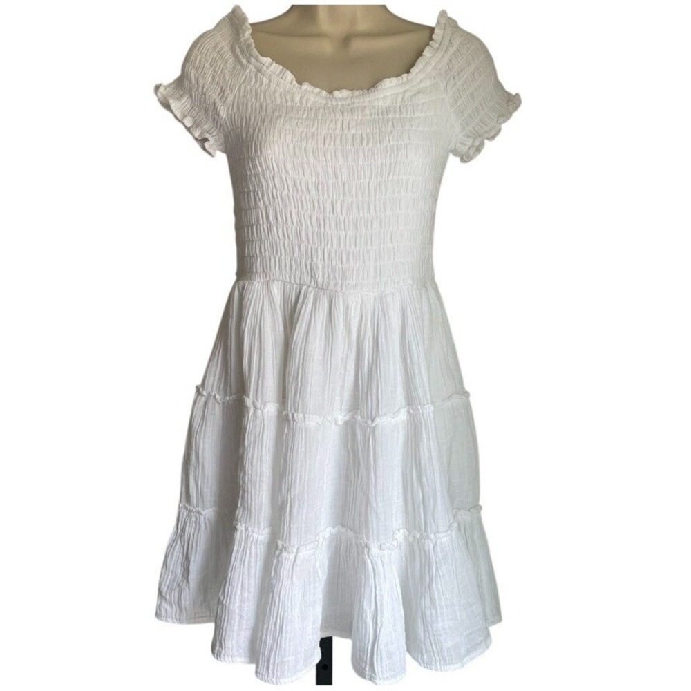 American Eagle White Smocked Off Shoulder‎ Dress NWT Boho Festival Graduation S